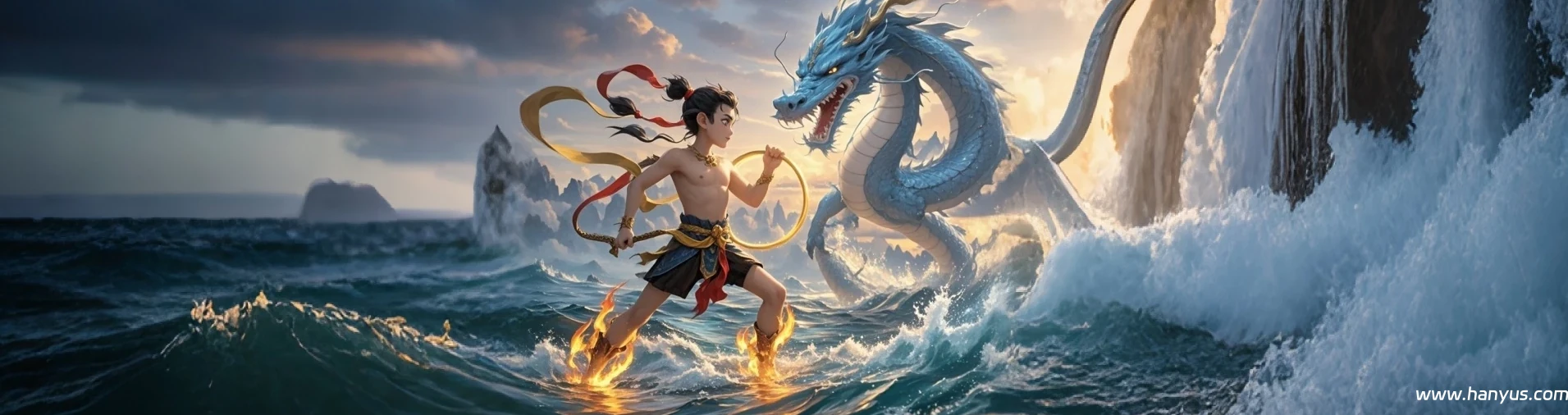 Chinese Mythology: Ne Zha havocing the Long palace