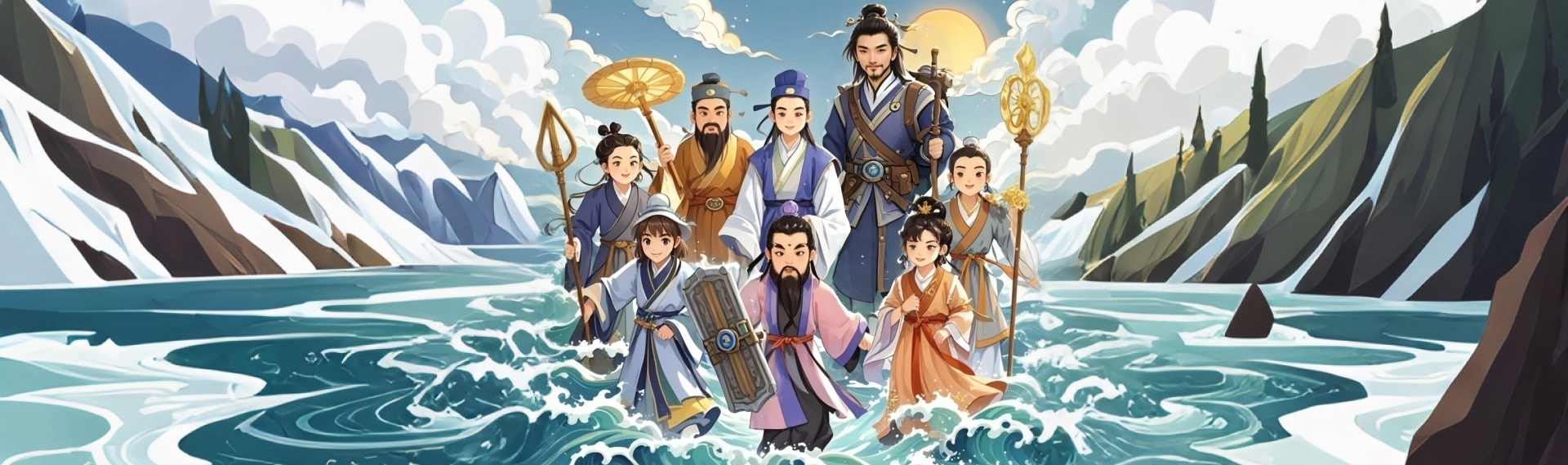 Chinese Mythology: The Eight Immortals crossing the sea