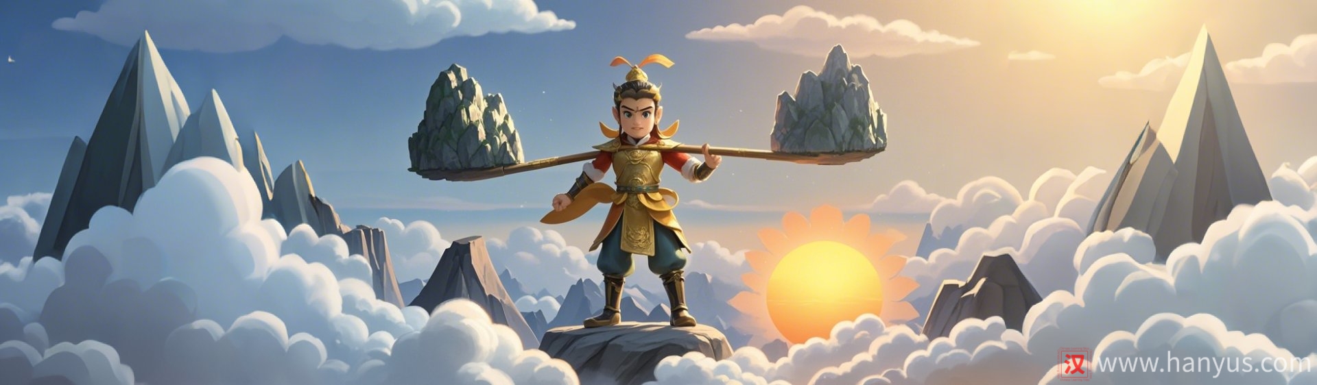 Chinese Mythology: Er Lang carrying the Mountain