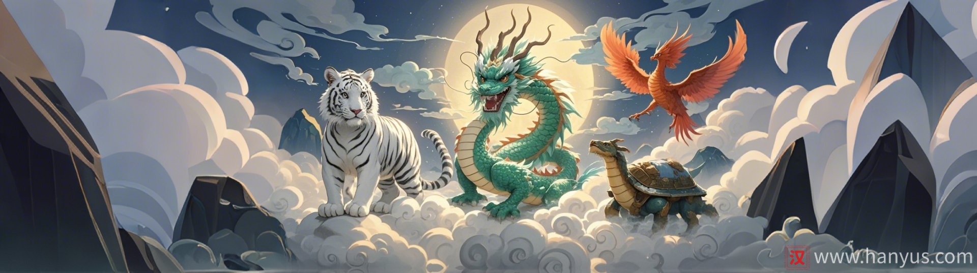 Chinese Mythology: The Four Divine Beasts - Qing Long, Bai Hu, Zhu Que, Xuan Wu