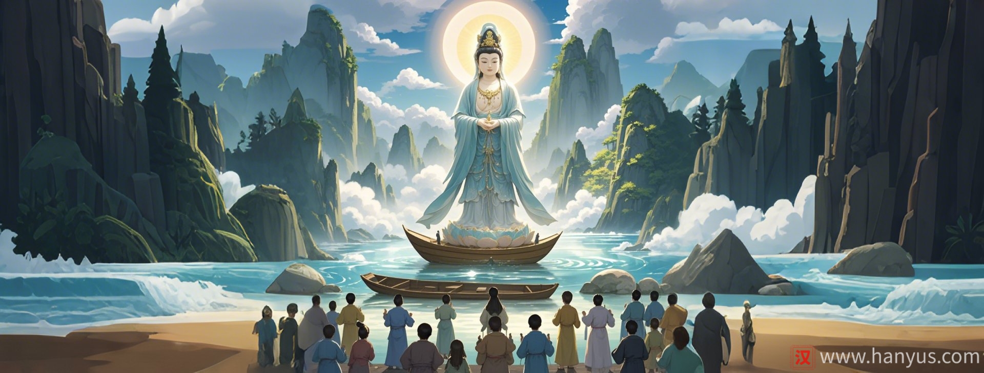 Chinese Mythology: Guan Yin Delivering Paintings