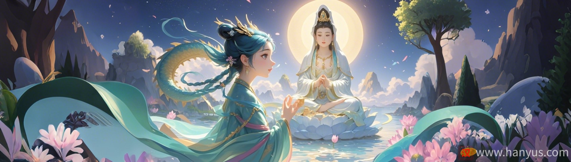 Chinese Mythology: Long Nu Worshipping Guan Yin